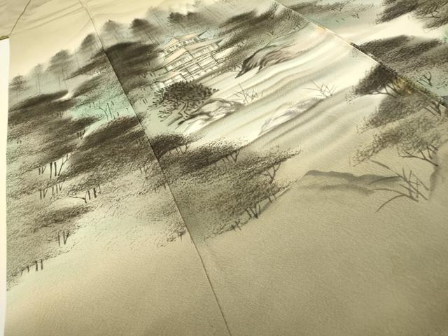 平和屋着物▼訪問着 作家物 手描き 金閣寺 暈し染 金彩 正絹 逸品 DABF2511fe
