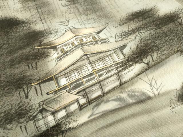 平和屋着物▼訪問着 作家物 手描き 金閣寺 暈し染 金彩 正絹 逸品 DABF2511fe