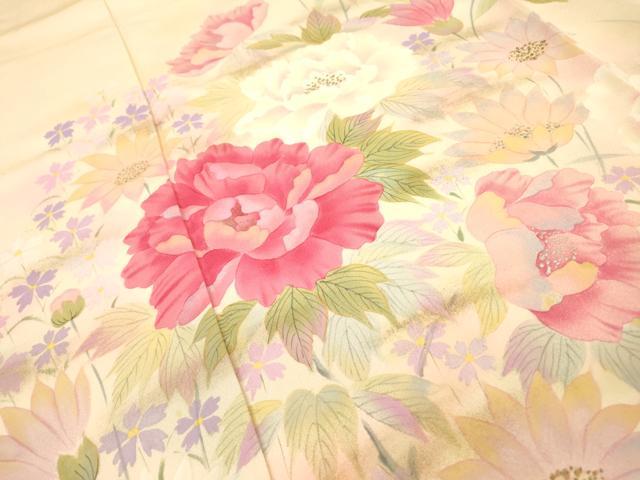 平和屋着物▼訪問着　作家物　手描き　草花　暈し染　金彩　正絹　逸品　DABF2514fe