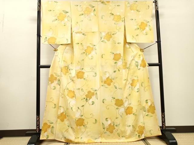 平和屋着物▼上質な小紋 地紋起こし 花唐草文 暈し染 正絹 逸品 DABF2515fe