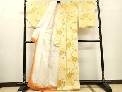 平和屋着物▼上質な小紋 地紋起こし 花唐草文 暈し染 正絹 逸品 DABF2515fe