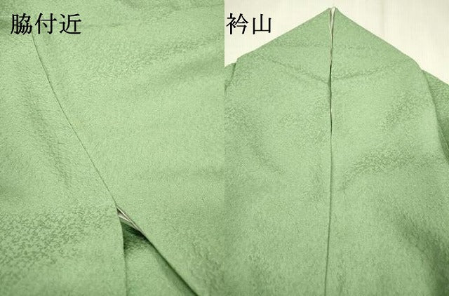 平和屋着物▼中国三大刺繍　スワトウ刺繍　汕頭刺繍　総刺繍　色留袖　松皮菱花文　山葵色　正絹　逸品　DABF2520fe