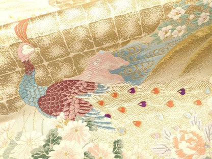 平和屋着物▼六通柄袋帯　唐織　日本屏風絵　山水四季花鳥図　伝雪舟　金糸　正絹　逸品　DABF2521fe