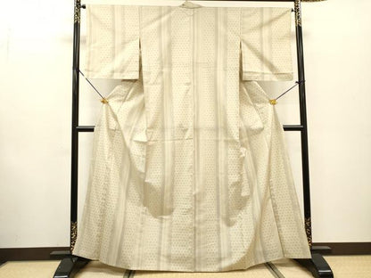 平和屋着物▽本場大島紬　単衣　白大島　間道　正絹　逸品　DABF2526fe