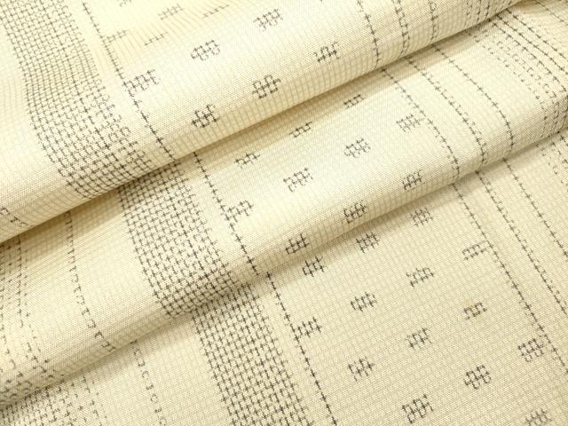 平和屋着物▽本場大島紬　単衣　白大島　間道　正絹　逸品　DABF2526fe