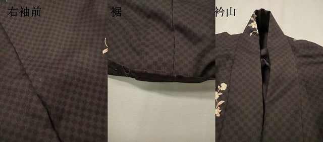 平和屋着物▽上質な小紋　単衣　花唐草文　金彩　正絹　逸品　DABF2528fe