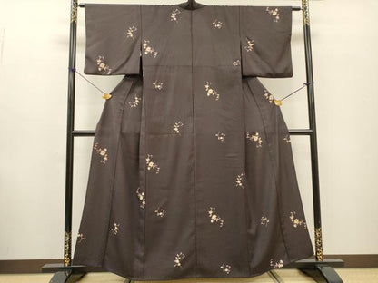 平和屋着物▽上質な小紋　単衣　花唐草文　金彩　正絹　逸品　DABF2528fe