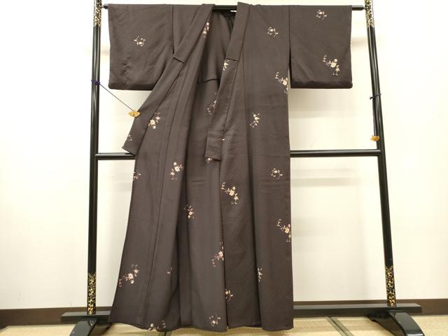 平和屋着物▽上質な小紋　単衣　花唐草文　金彩　正絹　逸品　DABF2528fe