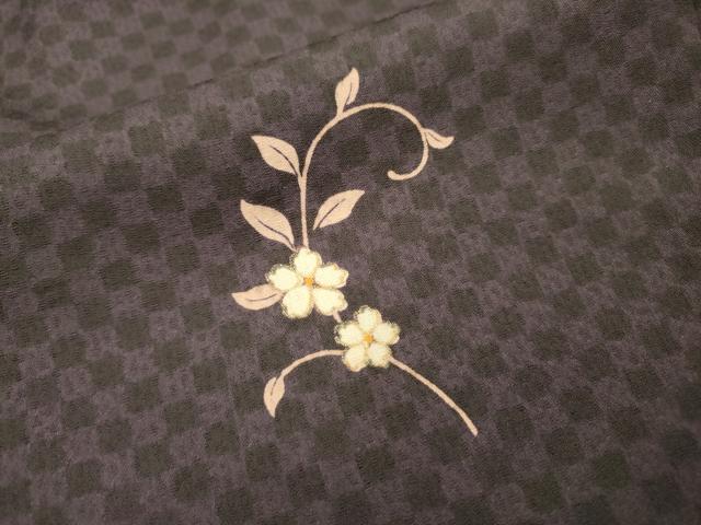 平和屋着物▽上質な小紋　単衣　花唐草文　金彩　正絹　逸品　DABF2528fe