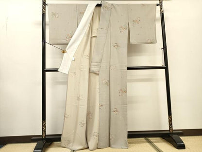 平和屋着物▽小紋　単衣　枝花松文　さんび謹製　洗える着物　DABF2530fe