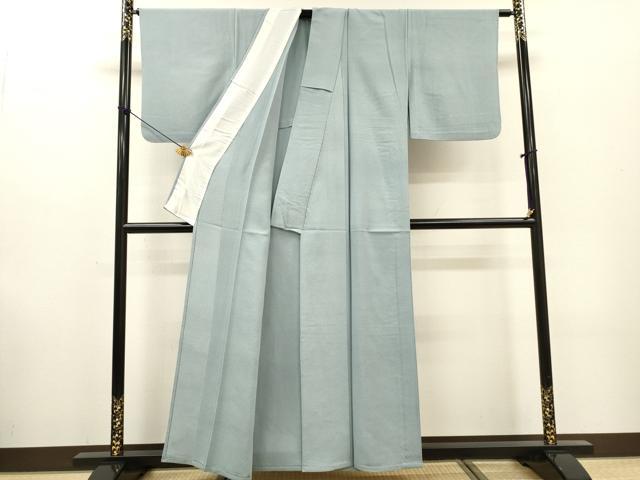 平和屋着物▽上質な色無地　単衣　秘色色　正絹　逸品　DABF2536fe