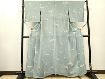 平和屋着物▽上質な小紋　単衣　霞文　鬼しぼ縮緬　正絹　逸品　DABF2540fe