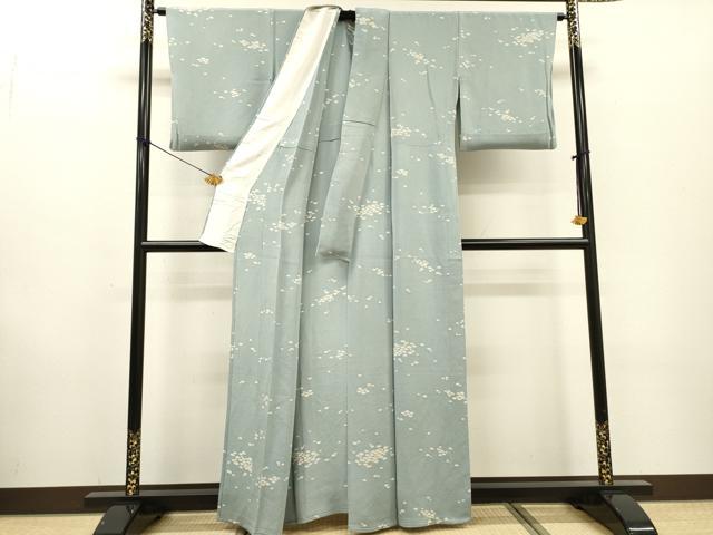 平和屋着物▽上質な小紋　単衣　霞文　鬼しぼ縮緬　正絹　逸品　DABF2540fe