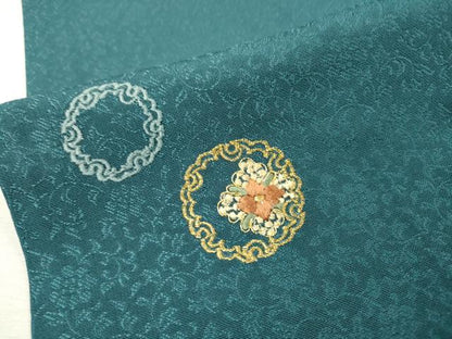 平和屋着物▽豪華色留袖　単衣　総刺繍　花唐草地紋　雪輪花文　金糸　正絹　逸品　DABF2555fe