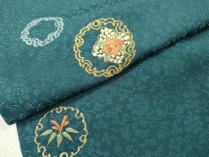 平和屋着物▽豪華色留袖　単衣　総刺繍　花唐草地紋　雪輪花文　金糸　正絹　逸品　DABF2555fe