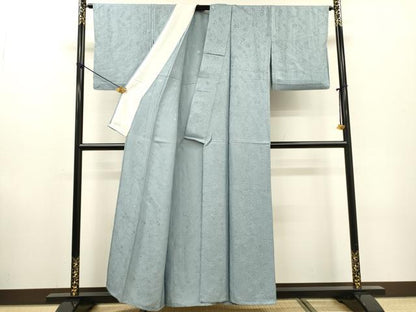 平和屋着物▽上質な色無地　単衣　辻が花　秘色色　反端付き　正絹　逸品　DABF2556fe