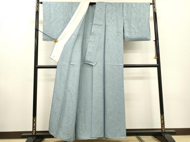平和屋着物▽上質な色無地　単衣　辻が花　秘色色　反端付き　正絹　逸品　DABF2556fe