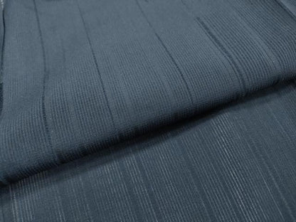 平和屋着物▽道行コート　スリーシーズン　春夏秋　塵除け　縞　濃紺色　ロング丈　正絹　逸品　DABF2560fe