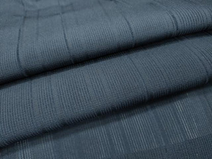 平和屋着物▽道行コート　スリーシーズン　春夏秋　塵除け　縞　濃紺色　ロング丈　正絹　逸品　DABF2560fe