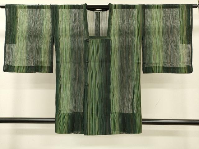 平和屋着物▽道行コート　スリーシーズン　春夏秋　塵除け　よろけ縞　正絹　逸品　DABF2562fe