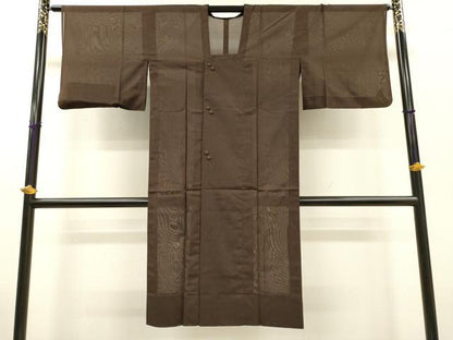 平和屋着物▽道行コート　スリーシーズン　春夏秋　塵除け　縞　ロング丈　正絹　逸品　DABF2564fe