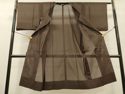 平和屋着物▽道行コート　スリーシーズン　春夏秋　塵除け　縞　ロング丈　正絹　逸品　DABF2564fe