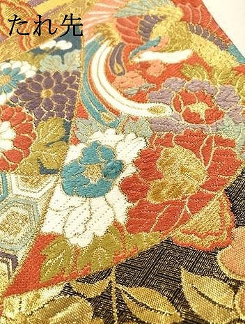 平和屋着物▼佐賀錦　六通柄袋帯　糸車鳳凰花文　金糸　正絹　逸品　DABF2637fe