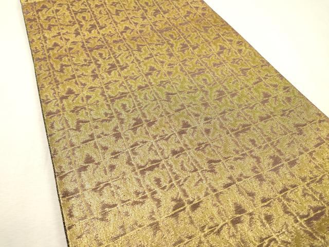 平和屋着物▼両面　全通柄袋帯　市松　金糸　やまと誂製　正絹　逸品　DABF2645fe