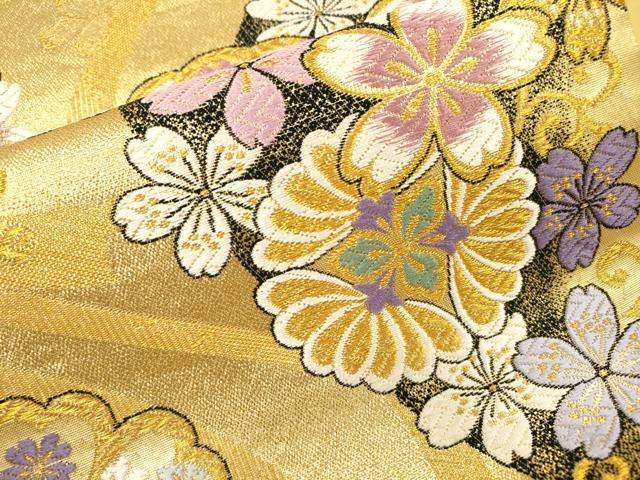 平和屋着物▼六通柄袋帯　唐織　舞花　金糸　正絹　逸品　DABF2650fe