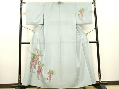 平和屋着物▽洗える最高級着物　＜英＞はなぶさ謹製　訪問着　単衣　藤花房　洗える着物　DABF2666fe