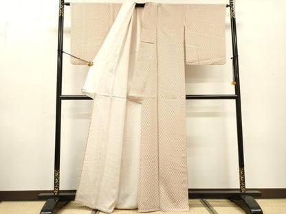 平和屋着物▽上質な小紋　単衣　菱文　やまと誂製　正絹　逸品　DABF2670fe