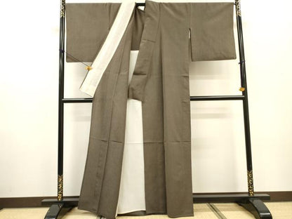 平和屋着物▽本塩沢　単衣　縞　正絹　逸品　DABF2683fe