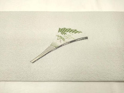 平和屋着物▼九寸名古屋帯 翁 金銀糸 銀通し地 正絹 逸品 DABF2685fe