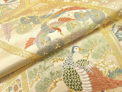 平和屋着物▼六通柄袋帯　唐織　日本装飾美　東照宮陽明門　金糸　正絹　逸品　DABF2689fe