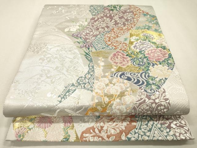 平和屋着物▼六通柄袋帯　唐織　道長花唐草文　金銀糸　正絹　逸品　DABF2693fe