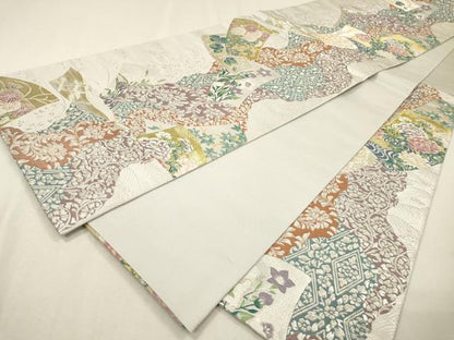 平和屋着物▼六通柄袋帯　唐織　道長花唐草文　金銀糸　正絹　逸品　DABF2693fe
