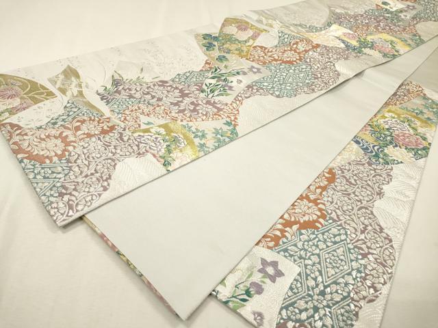 平和屋着物▼六通柄袋帯　唐織　道長花唐草文　金銀糸　正絹　逸品　DABF2693fe
