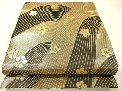 平和屋着物▼佐賀錦　両面　六通柄袋帯　鳳凰花丸文　金銀糸　正絹　逸品　DABF2699fe