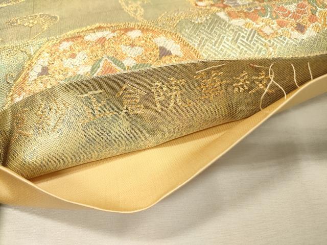 平和屋着物▼六通柄袋帯　更紗正倉院華紋　金銀糸　引箔　正絹　逸品　DABF2734fe