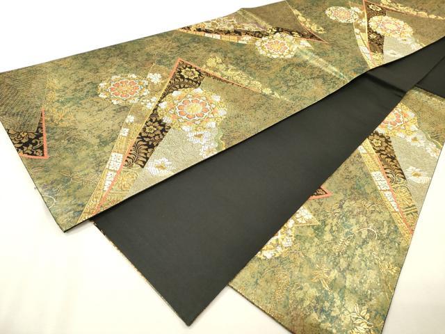 平和屋着物▼六通柄袋帯　唐織　正倉院花文　金銀糸　引箔　正絹　逸品　DABF2737fe
