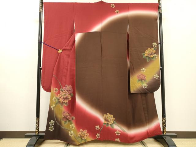 平和屋着物▼豪華振袖　草花　暈し染　金彩　正絹　逸品　DABF2769fe