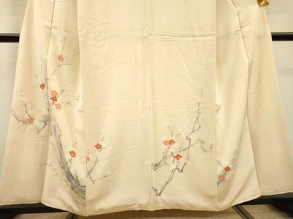 平和屋着物▼訪問着　刺繍　手描き　枝梅　金彩　正絹　逸品　DABF2781fe