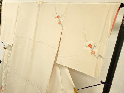 平和屋着物▼訪問着　刺繍　手描き　枝梅　金彩　正絹　逸品　DABF2781fe