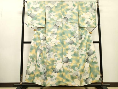 平和屋着物▼上質な小紋　草花　暈し染　正絹　逸品　DABF2790fe