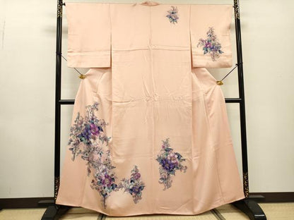 平和屋着物▼訪問着　手描き　草花　正絹　逸品　DABF2798fe