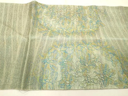 平和屋着物▽太鼓柄袋帯　スリーシーズン　春夏秋　櫛織　草花　金糸　正絹　逸品　DABF2829fe