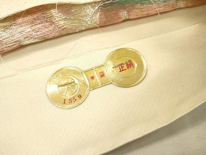 平和屋着物▼西陣　六通柄袋帯　孔雀文　金銀糸　証紙付き　正絹　逸品　DABF2841fe