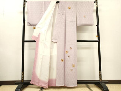 平和屋着物▼訪問着　総刺繍　亀甲花文　金糸　正絹　逸品　DABF2876fe