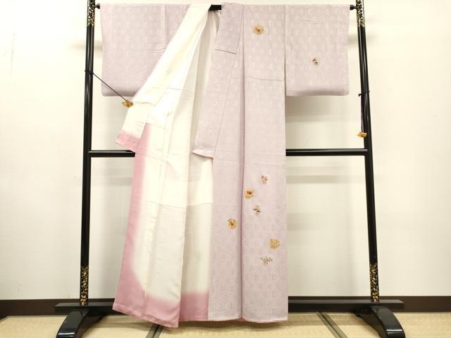 平和屋着物▼訪問着　総刺繍　亀甲花文　金糸　正絹　逸品　DABF2876fe