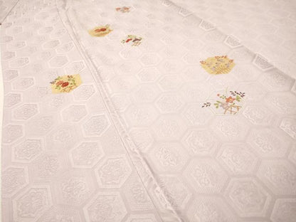 平和屋着物▼訪問着　総刺繍　亀甲花文　金糸　正絹　逸品　DABF2876fe